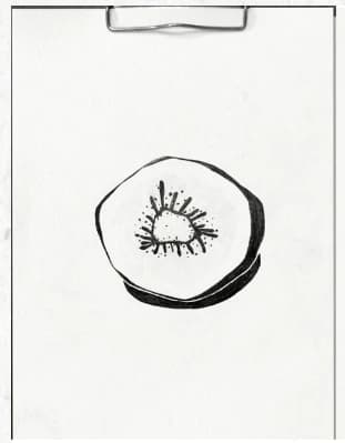 Hand-drawn kiwi-inspired mark used to develop the Glow-Ki identity